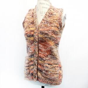 Demoiselle vintage 100% wool grandma cottage sweater vest pockets medium England